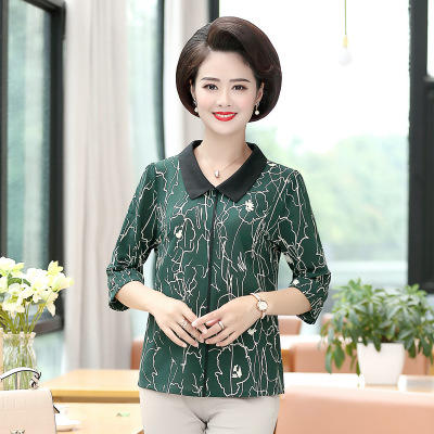 XC xm22 新款时尚翻领七分袖印花休闲百搭T恤上衣 商品图3