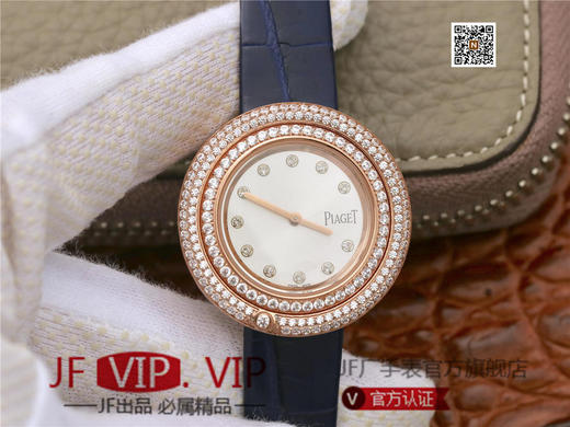 伯爵Possession女士腕表，此款腕表的圆形表圈也可以随着指尖完成360°优雅的旋转，中央的钻石随势划出一道优美的弧线，仿若在腕上跳一曲唯美的华尔兹 商品图0
