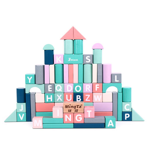 铭塔30粒积木婴儿玩具 儿童宝宝男女木制质拼装搭孩 早教智力启蒙大块彩盒装A8065 商品图2