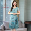 上海旗袍厂ASE-8897夏装新款假俩件真丝连衣裙复古印花修身显瘦桑蚕丝韩版中长裙 商品缩略图5