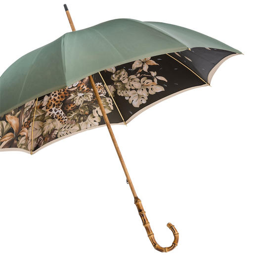 意大利手工伞具PASOTTI热带丛林绿色款长柄伞竹节手柄防晒装饰伞 商品图3