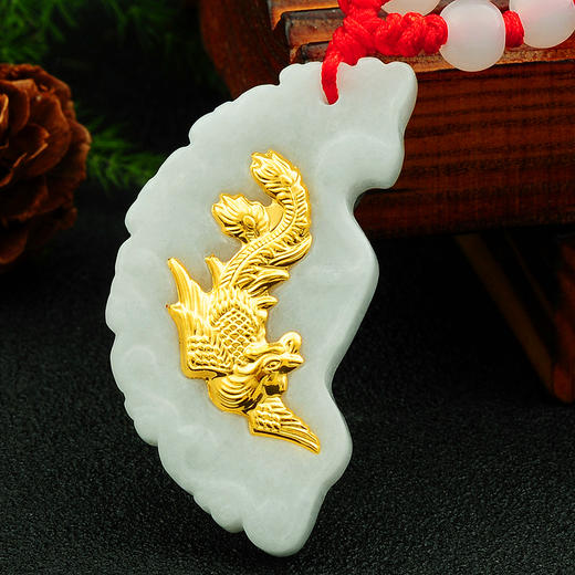 金镶玉龙凤吊坠足金翡翠吊坠龙凤玉佩男女吊坠一对情侣款玉石项链