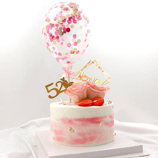 情侣520网红气球鲜花马卡龙蛋糕