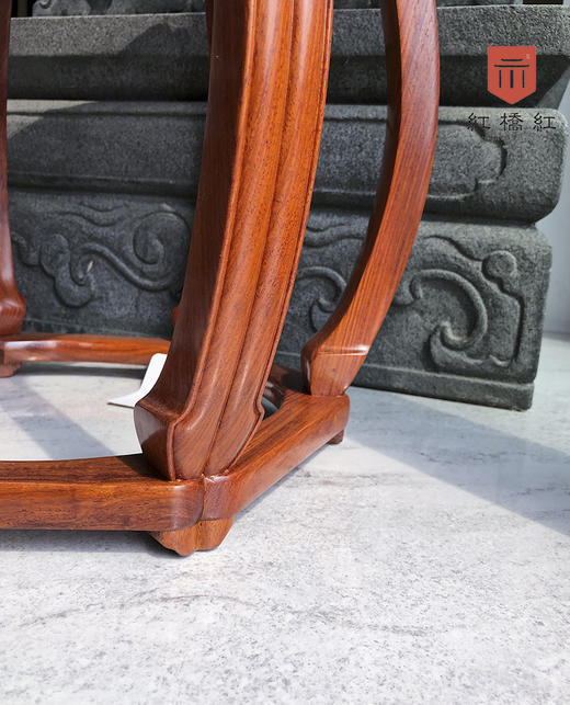 红桥红 家具严选  缅甸花梨(大果紫檀）  【48 木面 六足海棠 圆鼓凳】 商品图8
