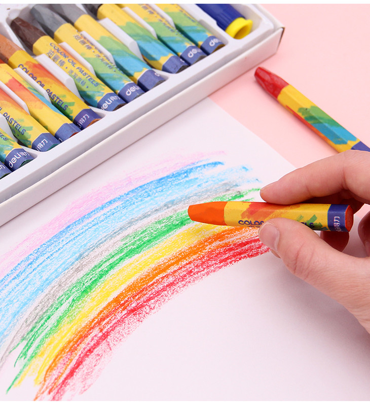 得力水溶性油画棒旋转蜡笔儿童画画可水洗幼儿园宝宝画笔套装油化棒