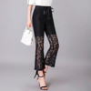 QYHY-725新款中高腰蕾丝弹力微喇裤九分时尚显瘦黑色休闲裤TZW 商品缩略图1
