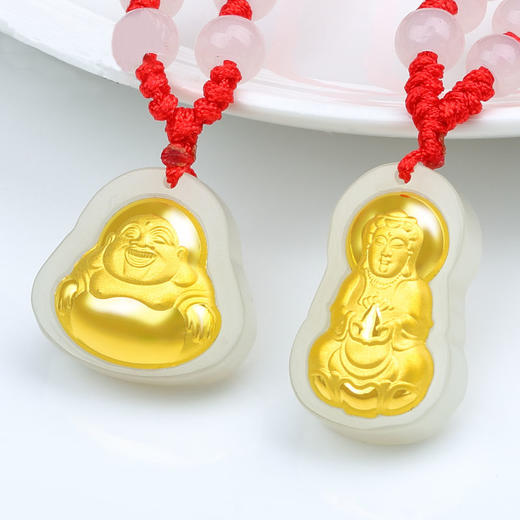 金镶玉吊坠项链足金和田玉观音玉坠玉石挂件szyd19701a8