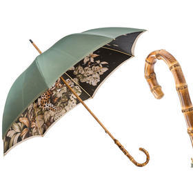 意大利手工伞具PASOTTI热带丛林绿色款长柄伞竹节手柄防晒装饰伞