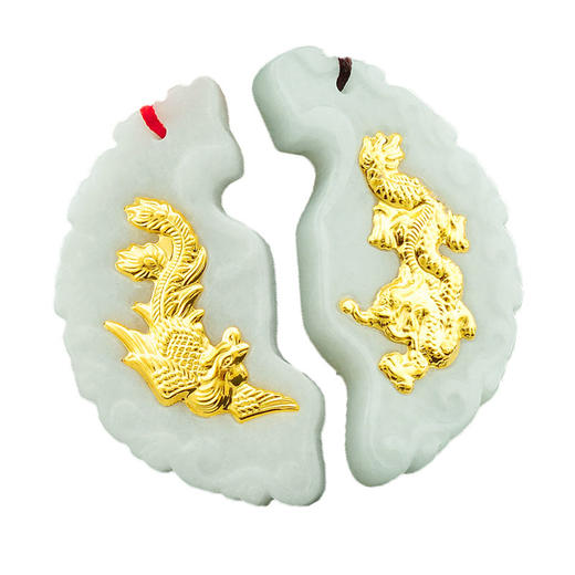 金镶玉龙凤吊坠足金翡翠吊坠龙凤玉佩男女吊坠一对情侣