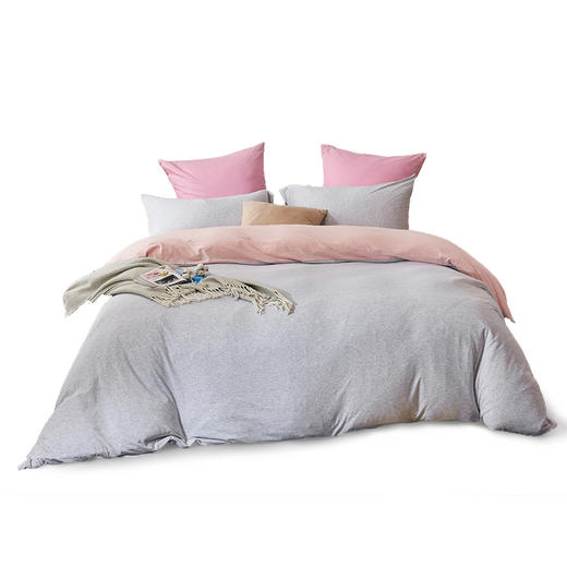 心情笔记四件套素色针织纯棉简约枕套被罩床罩 无印良品 商品图5