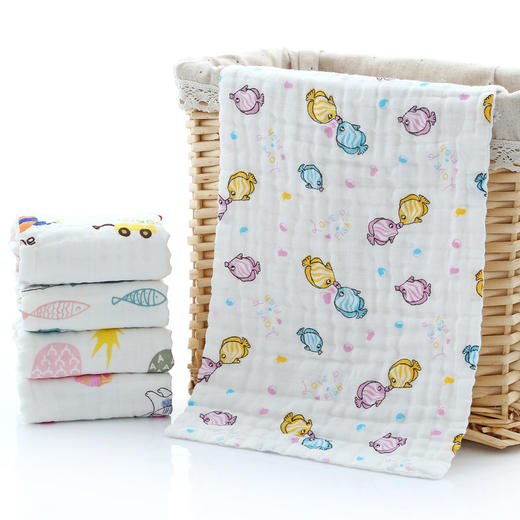 六层纱布童毛巾25*25-25*50cm 吸水柔软 颜色随机 商品图4