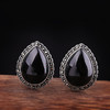 RP-ED041336新品纯银女式水滴黑玛瑙耳扣 商品缩略图2