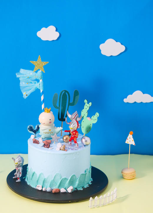 蓝色梦幻生日奶油蛋糕同城配送