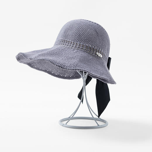 新款蝴蝶结空顶盆棉线针织可折叠大沿渔夫帽百搭遮阳帽TZW 商品图4