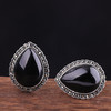 RP-ED041336新品纯银女式水滴黑玛瑙耳扣 商品缩略图1