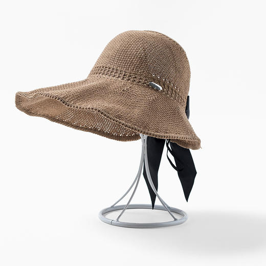 新款蝴蝶结空顶盆棉线针织可折叠大沿渔夫帽百搭遮阳帽TZW 商品图0