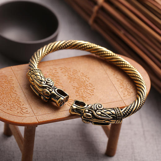 经典复古双龙头狼头潮流手镯货号g3413