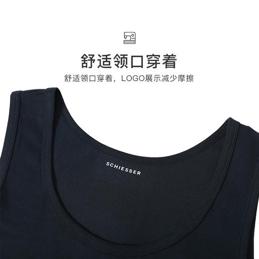 【清仓 不退换 只有M码】SCHIESSER/舒雅男士棉质透气纯色运动健身无袖背心（1包2件同色装）35/5651V 商品图2