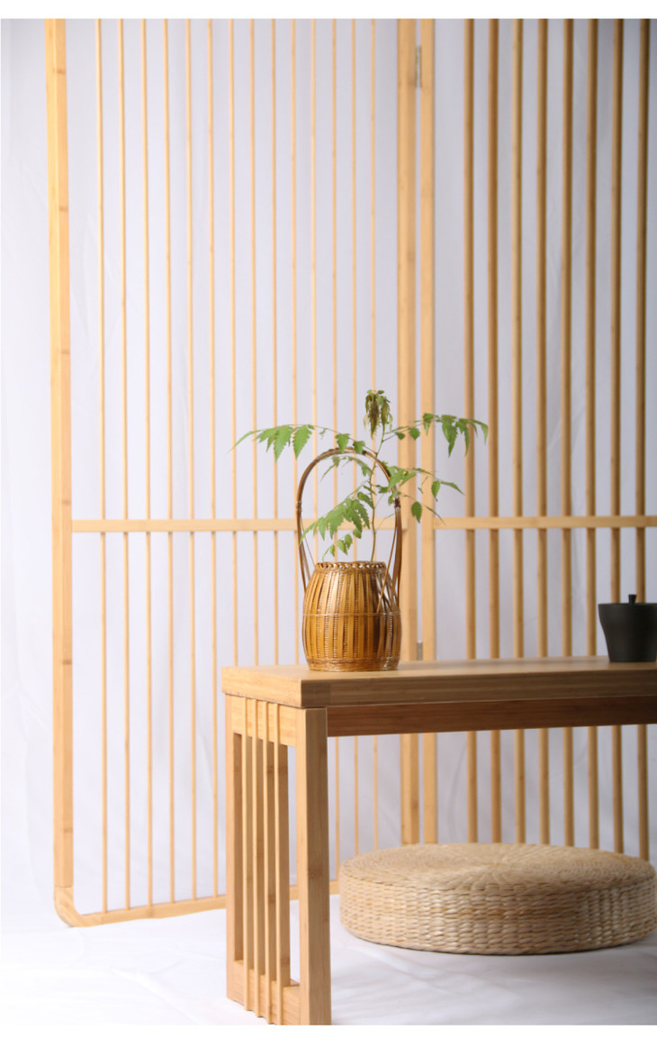 自在简约竹制客厅屏风隔断茶室折叠屏风移动办公室屏风墙隔断玄关