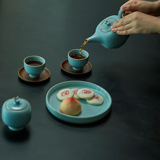 【采购专享】宫里的世界&可美汝谣 锦年石榴  汝瓷茶具套装 商品图4