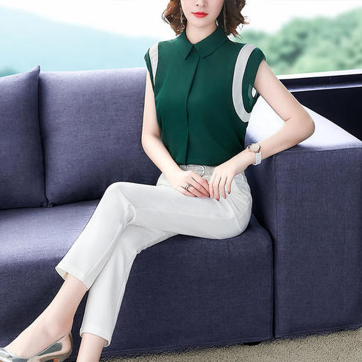 SN 4631553气质修身显瘦雪纺上衣休闲裤两件套【优】 商品图1