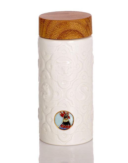 12生肖随身杯（木纹盖） 彩釉 手工描金 300ml双层 商品图2