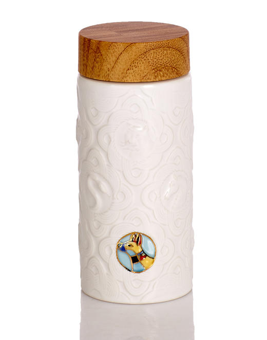 12生肖随身杯（木纹盖） 彩釉 手工描金 300ml双层 商品图0