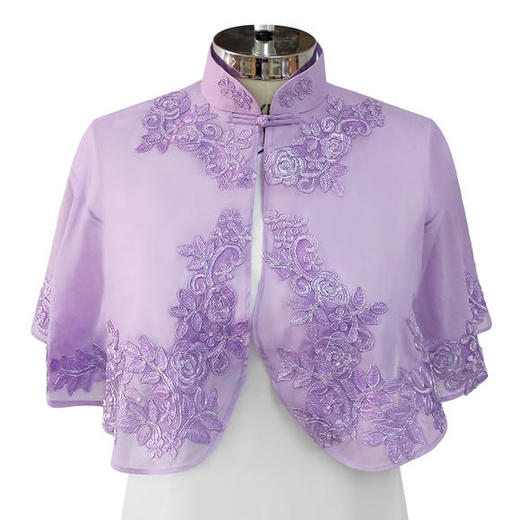 DLQ6177B新款防晒薄款复古雪纺绣花旗袍披肩 商品图3