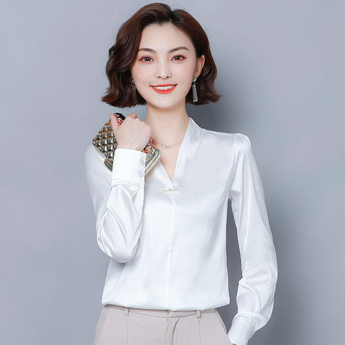 mz2789仿真丝上衣女衬衫大码长袖
