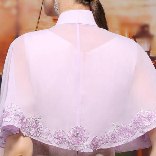 DLQ6177B新款防晒薄款复古雪纺绣花旗袍披肩 商品图4
