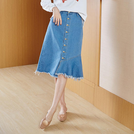 时尚百搭牛仔裙olisi欧力丝百搭不过时收腰收腹遮肉显瘦力