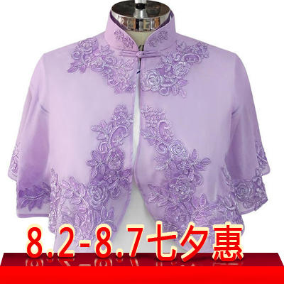 DLQ6177B新款防晒薄款复古雪纺绣花旗袍披肩 商品图0