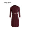 皮尔卡丹女装秋冬新款酒红色长袖v立领连衣裙显瘦P93DL23T2
 商品缩略图4