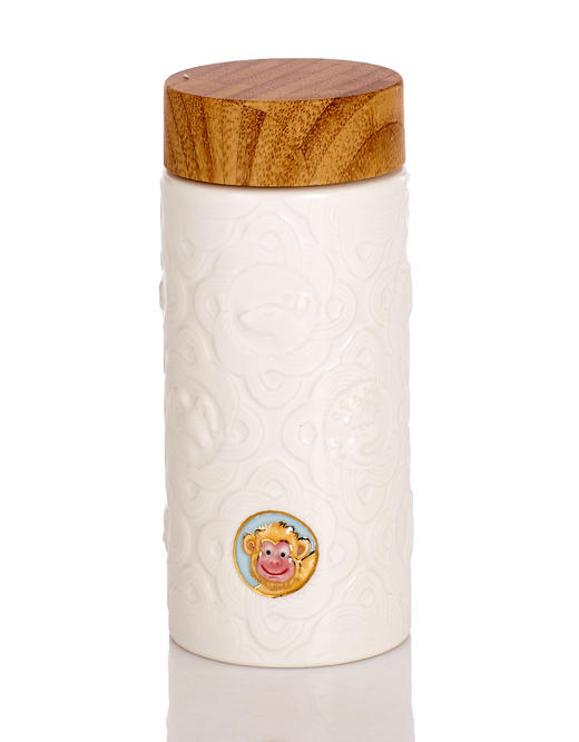 12生肖随身杯（木纹盖） 彩釉 手工描金 300ml双层 商品图1