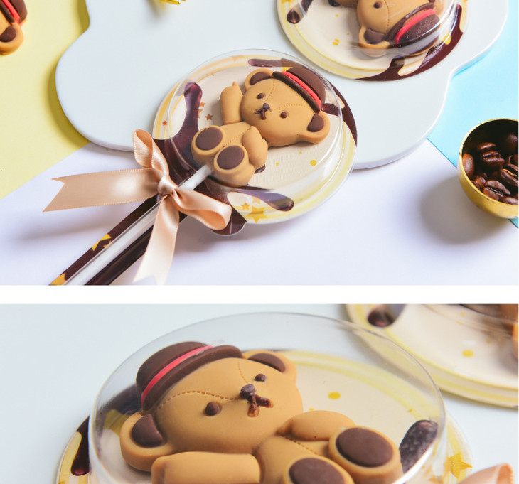 泰迪熊棒棒糖纯脂巧克力