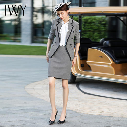 IWY/灰色西装套装气质修身显瘦白领职业正装 CS433+C476+B0002 商品图3