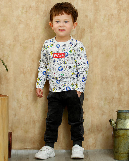 棉果果春秋季男童满印套头T恤M312140219465 商品图1