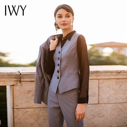 IWY/灰色西装马甲三件套名媛时尚西服套装气质白领ol正装 CPM251 商品图2
