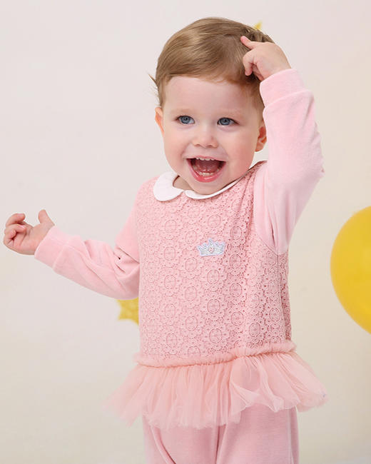 棉果果春秋季女童天鹅绒娃娃领套头连体衣 M322727219455 商品图7