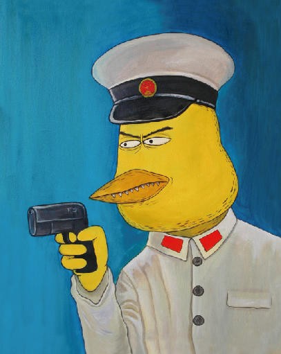 五四手枪彭磊签名版画《五四手枪》