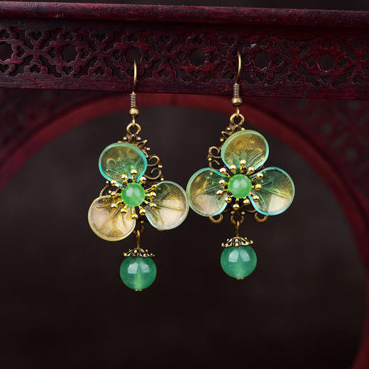 CZYH-207古典复古风琉璃花瓣耳坠 商品图2