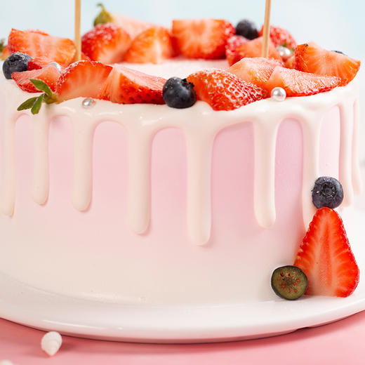 草莓甜心奶油淋面鲜果夹心15磅生日蛋糕