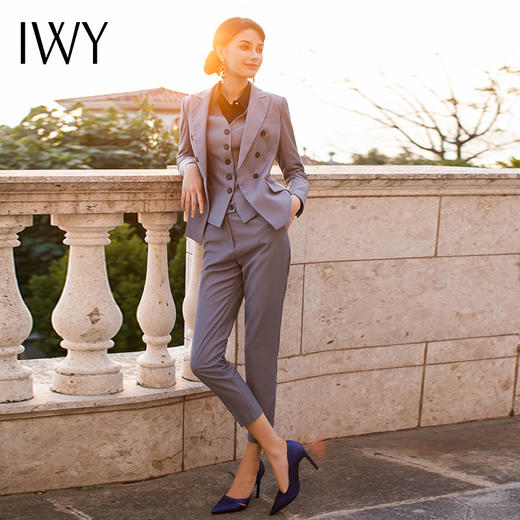 IWY/灰色西装马甲三件套名媛时尚西服套装气质白领ol正装 CPM251 商品图1