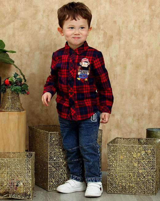 棉果果春秋季男童针织牛仔挂里长裤M312200219515 商品图3