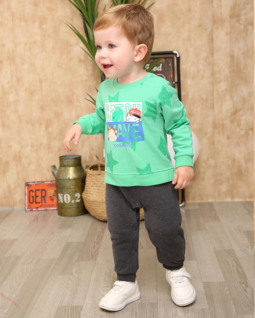 棉果果春秋季男童套头假两件连体衣连身衣哈衣  M312727219490 商品图2