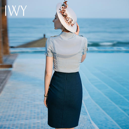 IWY/职业套装女时尚气质修身正装ol短袖衬衫包臀裙B83L+S417 商品图4