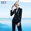 IWY/黑白色长袖西装黑色长裤套装 CP16 商品缩略图4