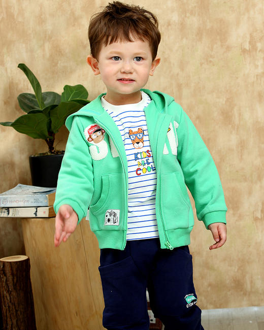 棉果果春秋季男童大毛圈连帽对开外套M312100219481 商品图7