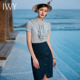 IWY/职业套装女时尚气质修身正装ol短袖衬衫包臀裙B83L+S417