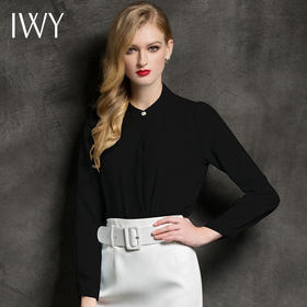 IWY/内搭衬衫气质职业正装修身白色/黑色时尚衬衣通勤收腰女式衬衫B0185